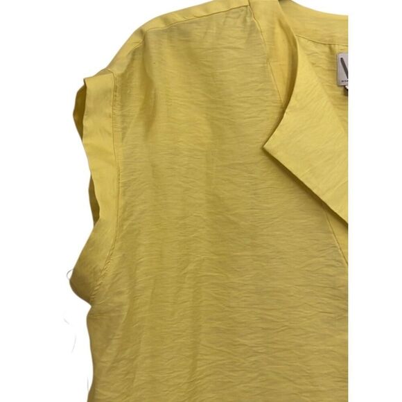 NWT WORTHINGTON Blouse Women’s XL Imperial Gold Yellow Short Sleeve V-Neck Top - Picture 8 of 11